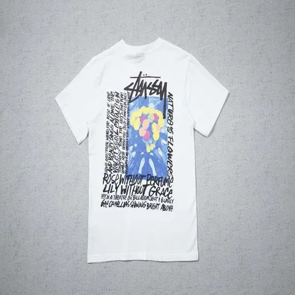 STUSSY Rear Logo Bouquet T-Shirt - White Short Sleeve - Picture 11 of 13